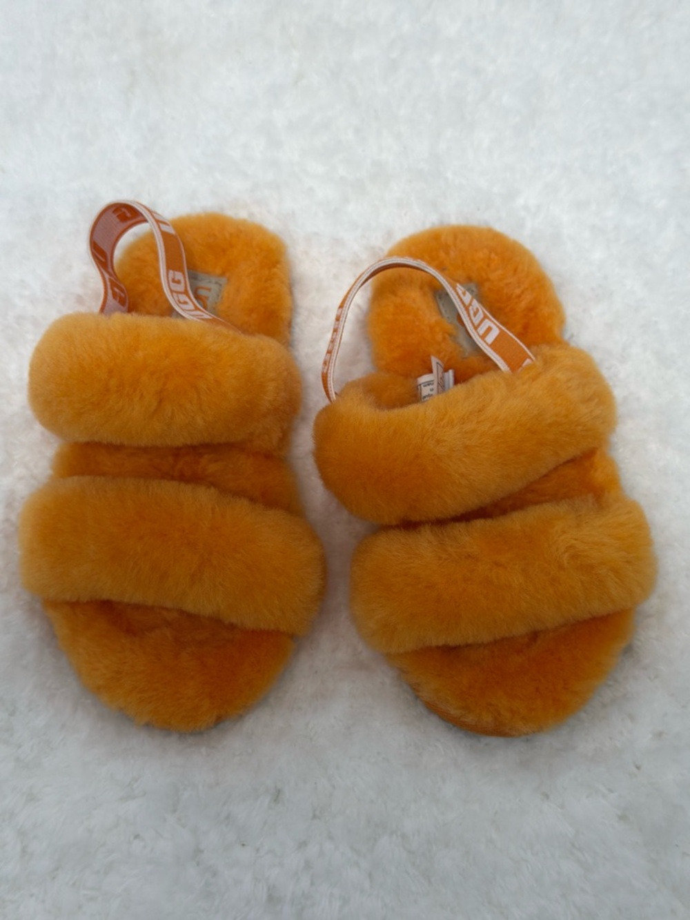 UGG Kids Fluffy Slide Sandals in Bright Orange